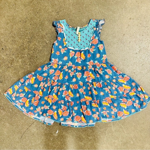 Matilda Jane Blue and Orange Casual Dress with Playful Patterns - Picture 4 of 6